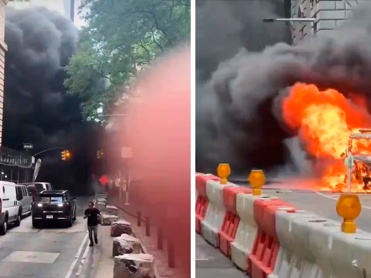 Nueva York: un vehículo ardió y explotó a metros del icónico Toro de Wall Street.