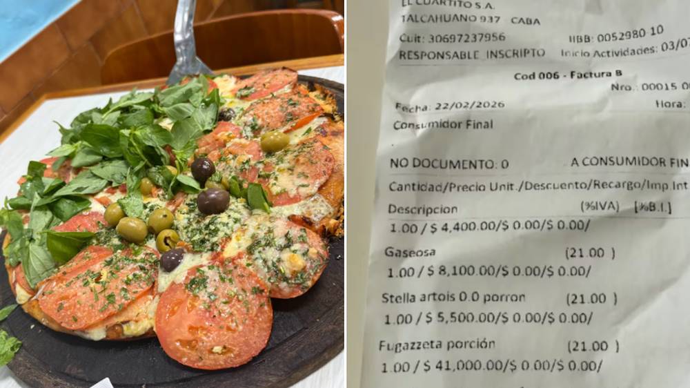 Fue a comer a una pizzería y compartió el ticket. Usuarios en redes desataron polémica.