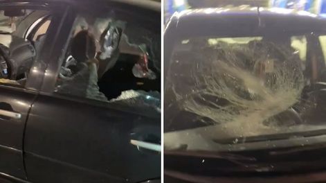 Mendocino fue a ver a Godoy Cruz a Chile, le destrozaron el auto y le robaron las llaves (X / @MauriiQuintero)