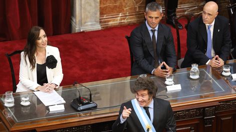 El presidente Javier Milei, duranate el discurso de inauguracion de las sesiones ordinarias 2025.