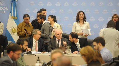 Los Andes | De izquierda a derecha, los diputados Nicolás Mayoraz, José Luis Espert y Santiago Santurio, presidentes de las comisiones que debaten la Ley Bases (Foto: Federico López Claro)