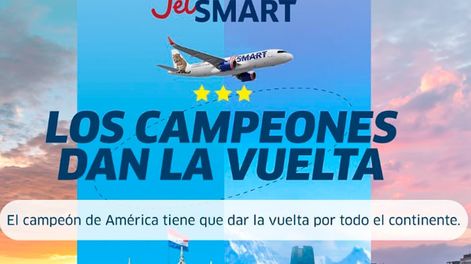 Los Andes | JetSmart salió a festejar con descuentos de hasta el 40% en pasajes aéreos tras la victoria argentina en la Copa América. Captura: Instagram