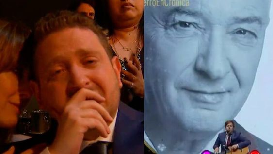 Jonatan Viale se emocionó y lloró al ver a Mauro, su padre, en el homenaje de los premios Martín Fierro de Cable