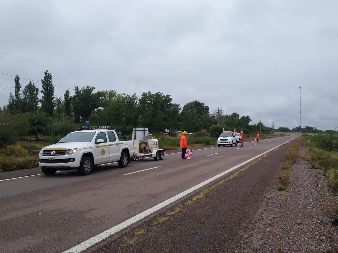 Relevamiento del estado de la ruta 7, en La Paz, de cara a la futura concesión para obras (Prensa Gendarmería Nacional)