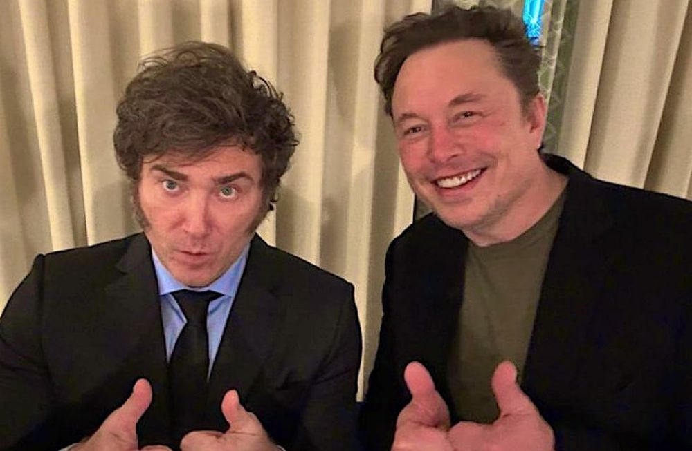 Javier MIlei y el empresario Elon Musk.