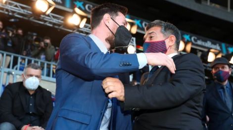 Lionel Messi y Joan Laporta, flamante presidente del FC Barcelona.
