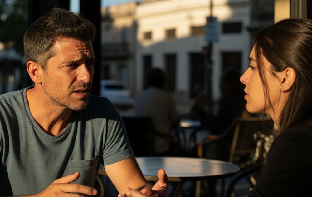 hombre preocupado hablando de negocios y trabajo
