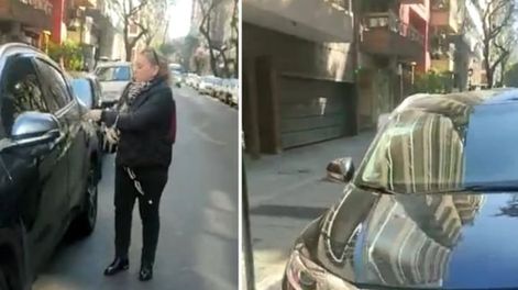 Estacionó en una parada de micro y apuntó contra el portero.