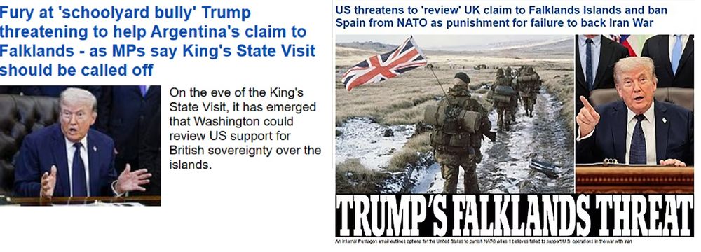 Reacci&oacute;n en la prensa brit&aacute;nica a la postura de Trump sobre las Malvinas
