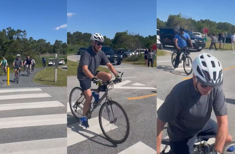 Joe Biden se cayó de la bicicleta durante un paseo por la playa y las imágenes se viralizaron