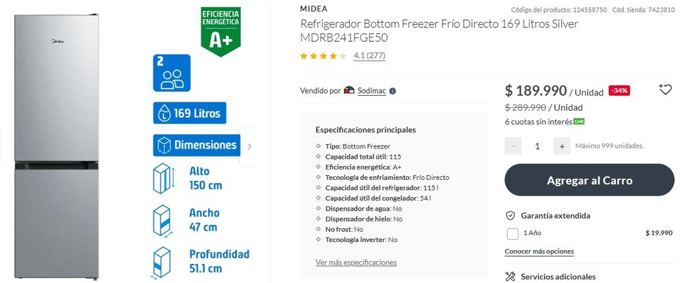 Precio de heladera en Falabella Chile Precio de heladera en Falabella Chile