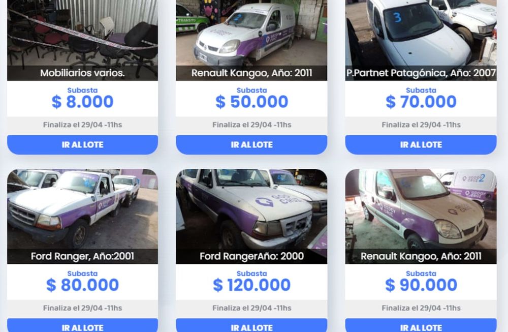 ¿Qué vehículos se pueden comprar en el remate online de Godoy Cruz?
