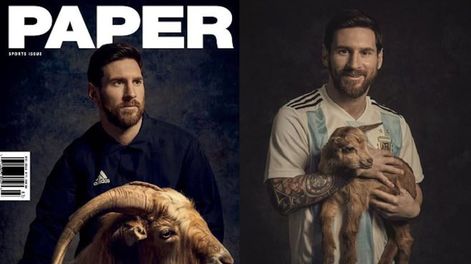 Messi posó con una cabra para la portada de la prestigiosa revista Paper