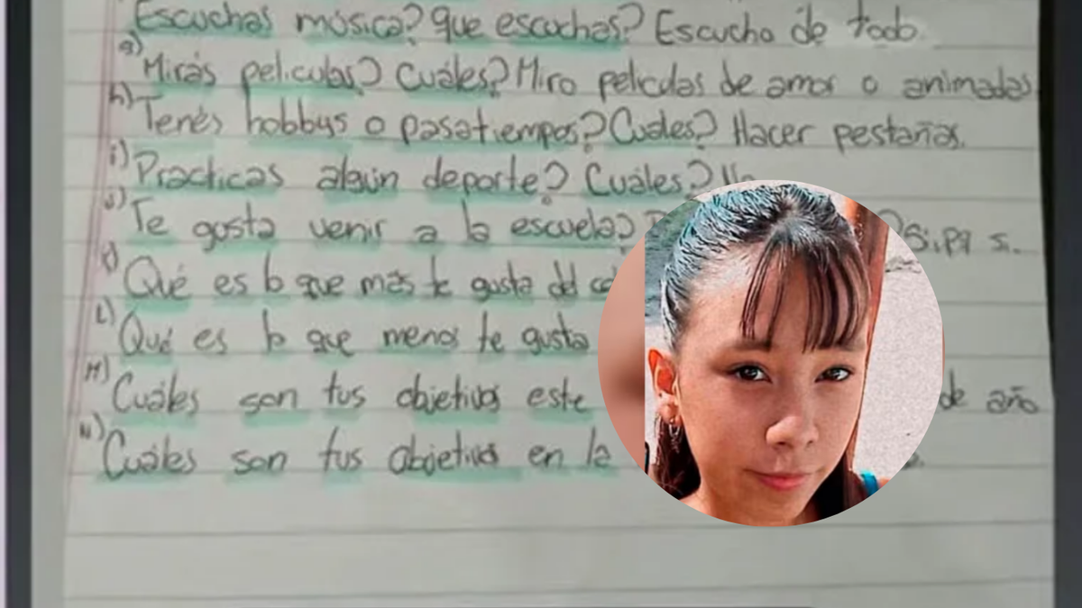 El profesor de Agostina Vega compartió una tarea de la adolescente asesinada: 