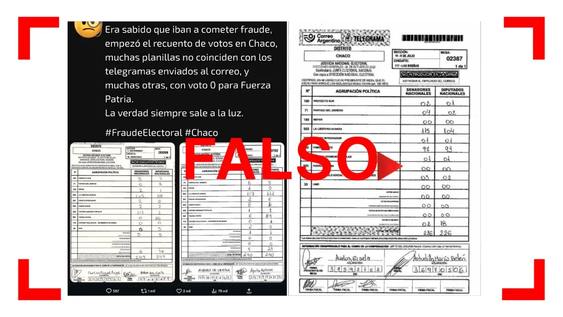Es falso que hubo fraude electoral en mesas de Chaco Es falso que hubo fraude electoral en mesas de Chaco