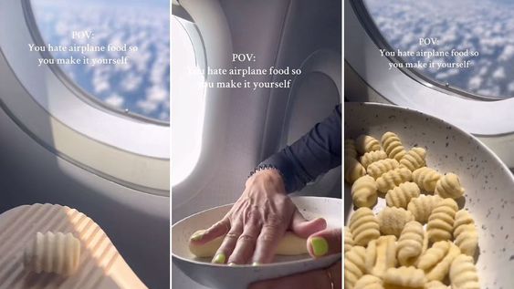 Una mujer cocina ñoquis desde cero en pleno vuelo. El video generó gran reprecusión en TikTik y deja a los usuarios con la intriga de cómo logró cocinarlos.