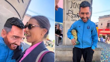Pensó que era una estatua de Messi y se llevó el susto de su vida&nbsp;