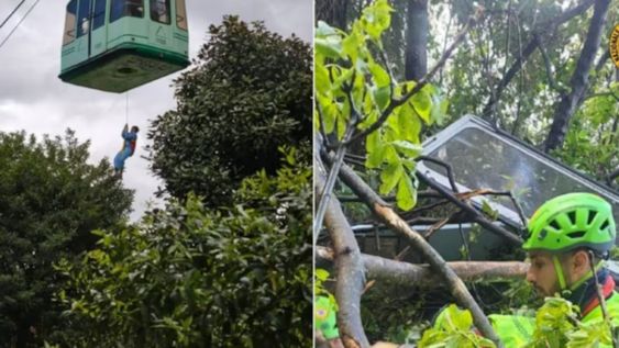 Se cayó un teleférico en Nápoles. Foto: Gentileza Il Mattino