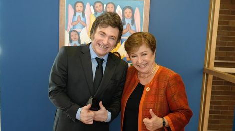 Javier Milei y Kristalina Georgieva, titular del FMI.