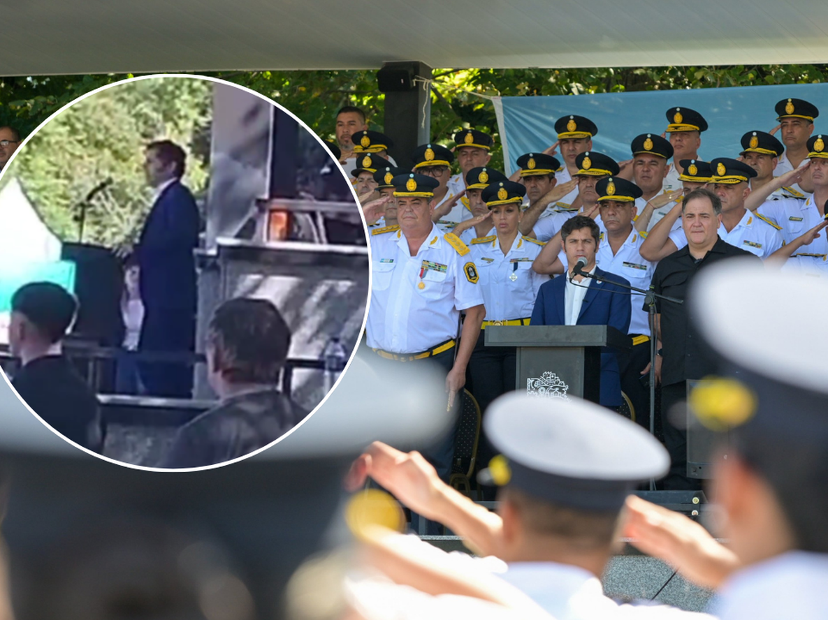 El incómodo momento de Kicillof en un acto de egreso de la Policía bonaerense: silbidos y abucheos por los salarios.