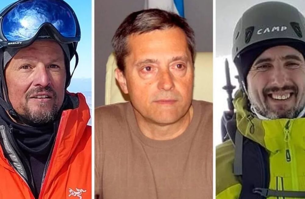 De izquierda a derecha: el guía mendocino Ignacio Lucero, el intendente de General San Martín, Raúl Espir, y el escribano Sergio Berardo. Gentileza: ADNSUR.