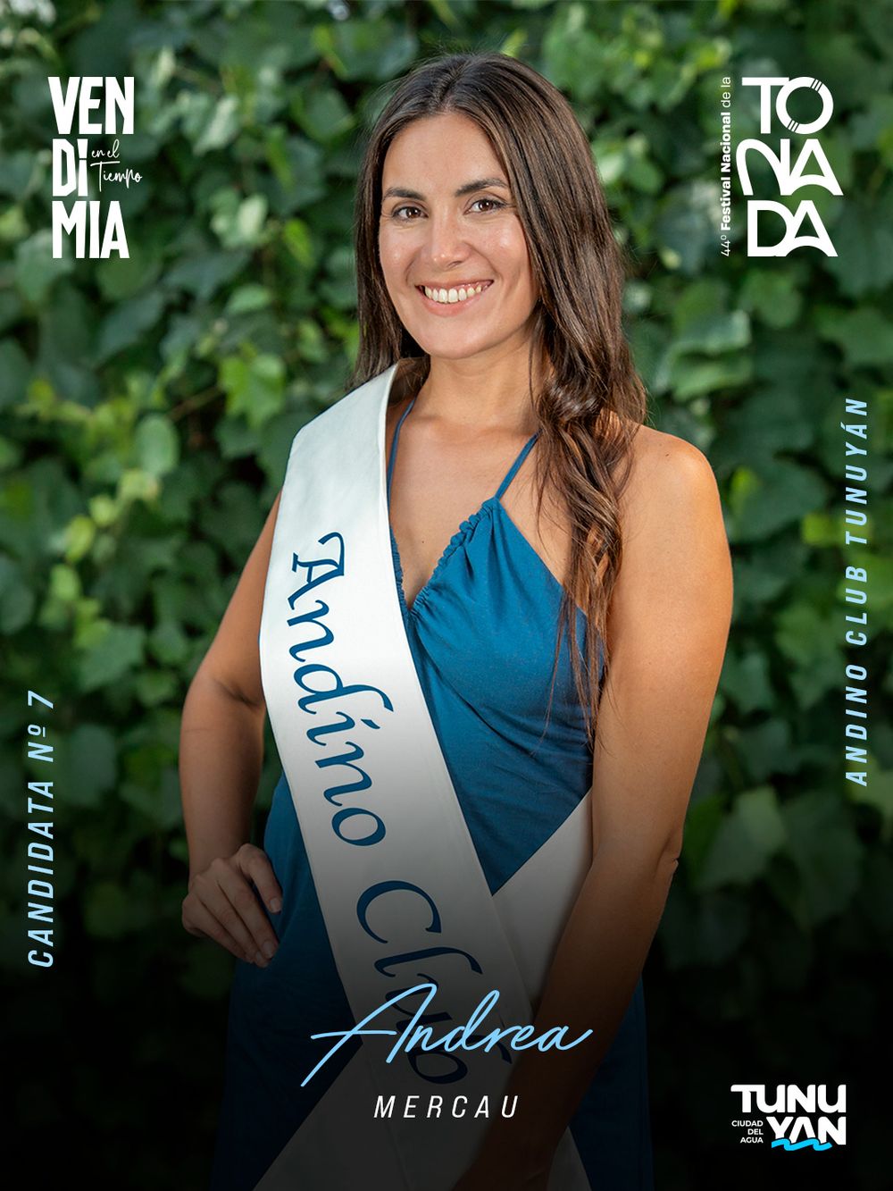 Andrea Mercau (Andino Club Tunuyán), candidata a reina departamental de la Vendimia 2026 de Tunuyán.