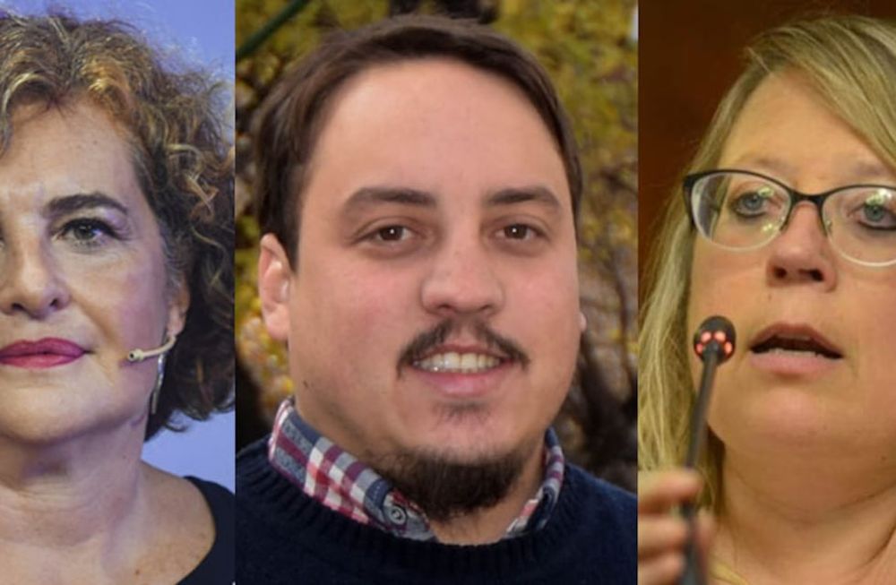 Candidatos: Martín Kerchner (Cambia Mendoza), Gabriela Figueroa (Vamos Mendocinos), Helio Perviu (Frente de Todos), Andrea Blandini (Partido Verde).