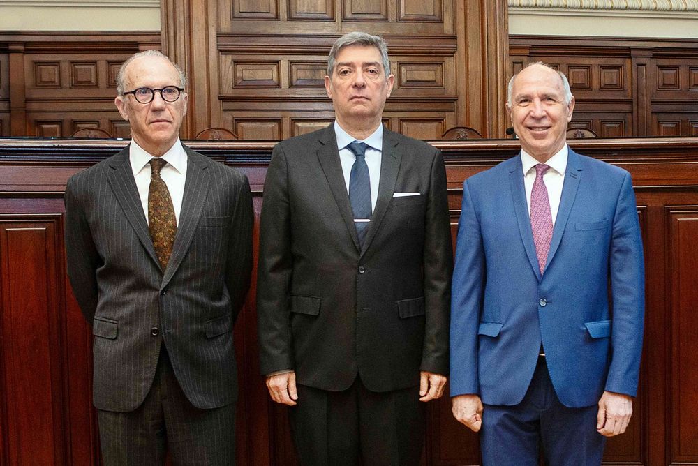 Jueces de la Corte Suprema Carlos Rosenkrantz (Vicepresidente) Horacio Rosatti (Presidente) y Ricardo Lorenzetti