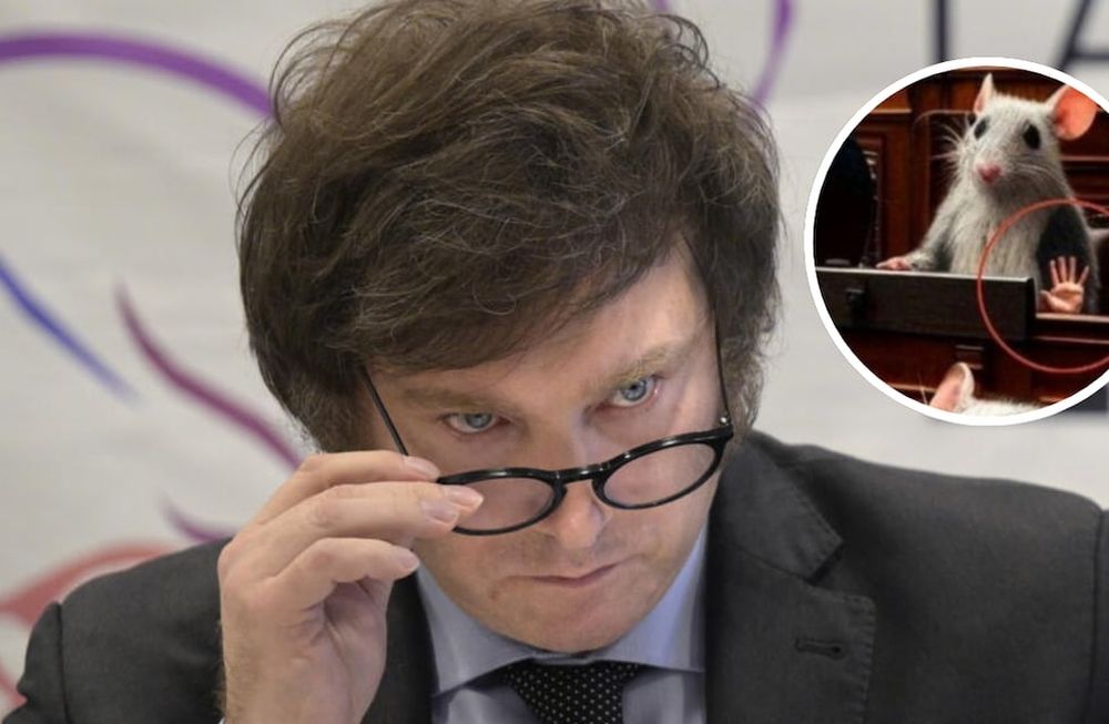 Una de los roedores presentes en el Congreso levanta casi a escondidas una mano, en referencia a la acción de Martín Lousteau. Foto: Gentileza