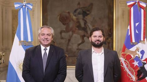 Los Andes | El presidente Alberto Fernández recibió esta mañana a su par chileno, Gabriel Boric, en su primera visita de Estado al país. / Corresponsalía