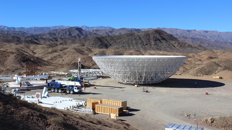 La antena de observación de China que iba a instalarse en El Leoncito, San Juan.