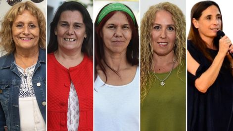 Los Andes | Una mujer volverá a conducir el SUTE después de 26 años.Mirtha Faget, Carina Senado, Verónica Torres, Cristina Raso y Sandra Lacoste, las candidatas.