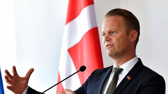 epa09440355 Danish Foreign Minister Jeppe Kofod attends a joint press conference with his North Macedonias counterpart Osmani in Skopje, North Macedonia, 01 September 2021. Kofod is on a one-day visit to North Macedonia as a part of his Western Balkan tour. EPA/GEORGI LICOVSKI