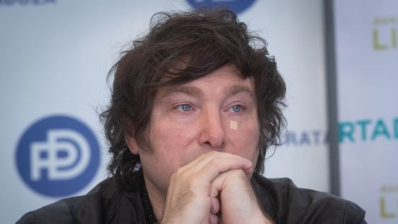 Javier Milei en conferencia de prensa en la sede del PD en la ciudad de Mendoza. Foto: Ignacio Blanco / Los Andes