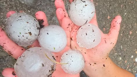 Durante la tarde de este lunes cayó granizo de gran tamaño en varios distritos de San Rafael. Gentileza