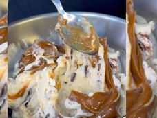 Helado de banana y dulce de leche.