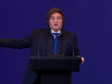 Javier Milei en el cierre de un encuentro de líderes de La Rural.