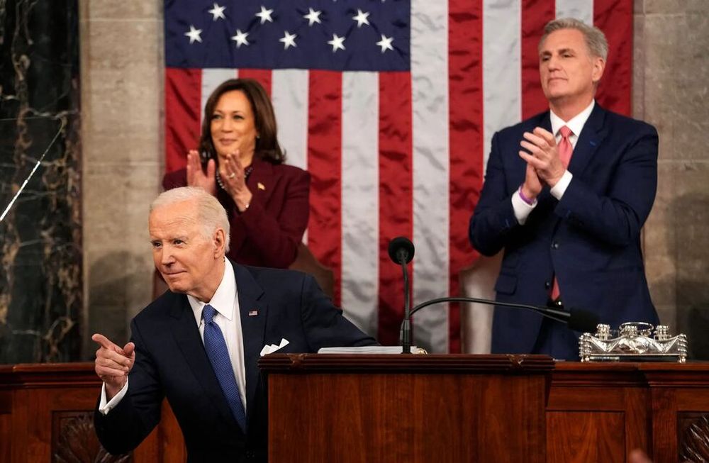 Joe Biden, presidente de EE.UU., durante su discurso en el Congreso anunciando sus intenciones de ser reelecto en 2024.