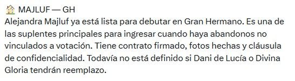 El reemplazo de Daniela ingresará a Gran Hermano este domingo.