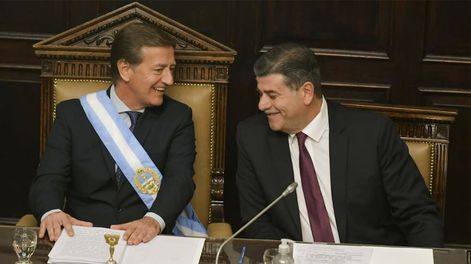Los Andes | La dupla. El vicegobernador Mario Abed es el presidente del Senado y el principal anfitrión del Gobernador cada 1 de mayo.Foto: Orlando Pelichotti / Los Andes