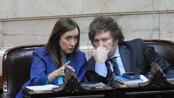Javier Milei y Victoria Villarruel, candidatos a presidente y vice de La Libertad Avanza, en la Cámara de Diputados (Foto: Federico López Claro)