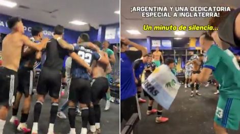 Festejos de la Selección Argentina en el vesturio.