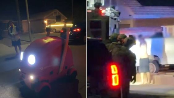 Estados Unidos: un robot delivery quedó en medio de un operativo especial de la unidad Swat