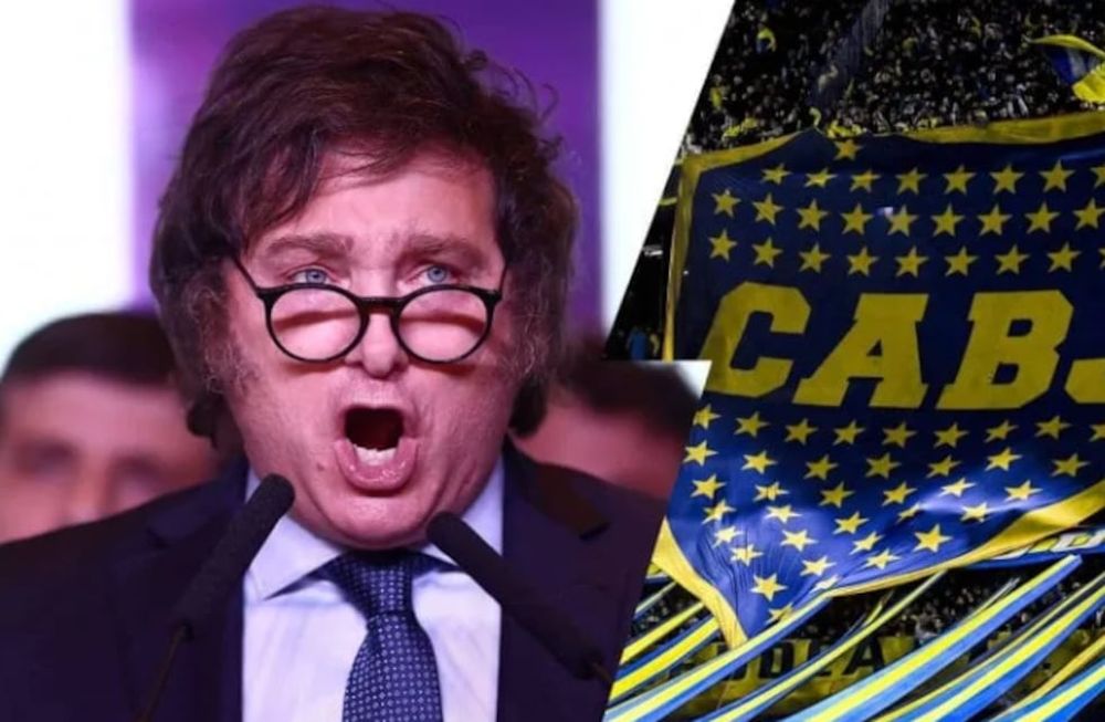 Javier Milei disfrutó la derrota de Boca ante River en La Bombonera. / Gentileza.