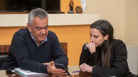 La ministra de Seguridad, Mercedes Rus, y el intendente de Lavalle, Edgardo González.&nbsp;