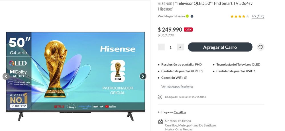 Precio de Smart TV en Falabella Chile