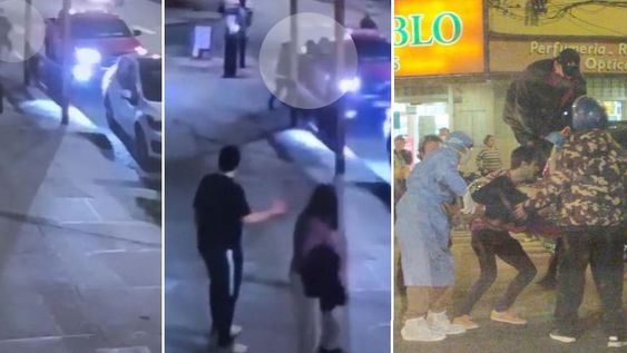 La cámara de seguridad del lugar captó el momento en que los motochorros asesinaron a Ana Dominé (52). Testigos intentaron ayudar a la víctima.