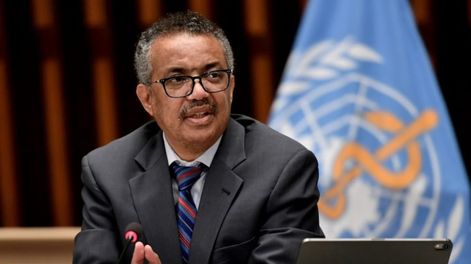 FILE PHOTO: World Health Organization (WHO) Director-General Tedros Adhanom Ghebreyesus attends a news conference in Geneva Switzerland July 3, 2020\u002E Fabrice Coffrini/Pool via REUTERS//File Photo