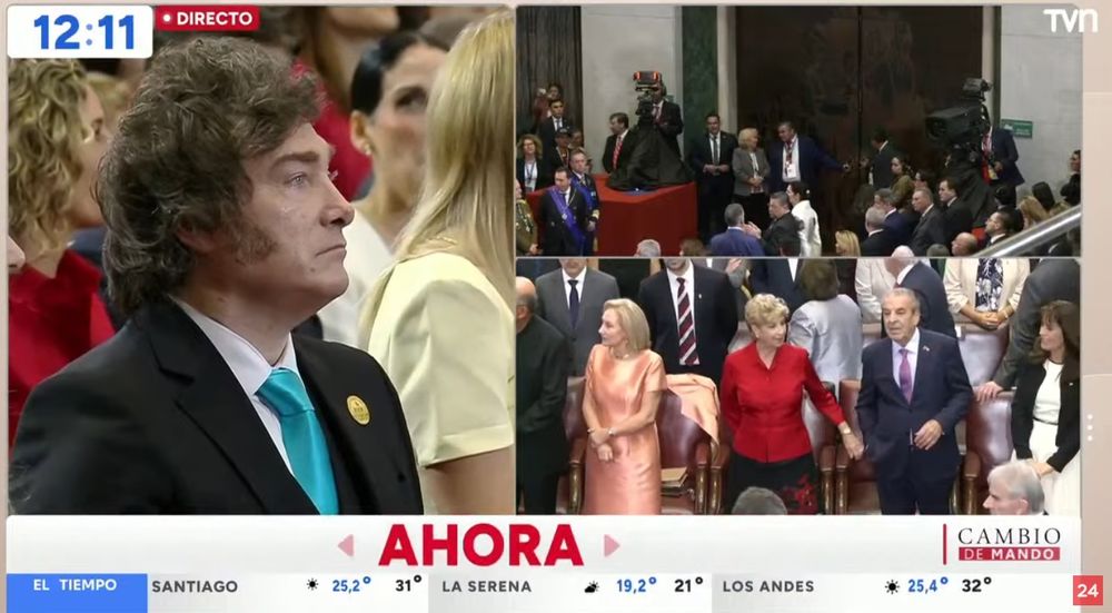 Milei en la ceremonia de traspaso de mando de Boric a Kast en Chile