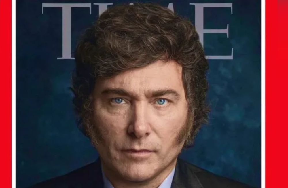Seleccionan a alguien que en el momento es muy interesante para el mundo, en este caso fue más que nada por el experimento que está haciendo en Argentina, explicó la comunicadora sobre la elección de Milei para la portada de Time. Foto: Time.